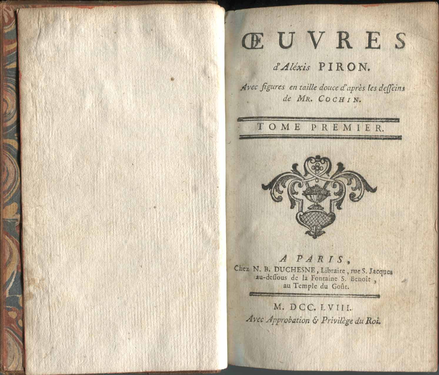 Oeuvres de Alexis Piron. Nouvelle Editions revue, corrigée & augmentée